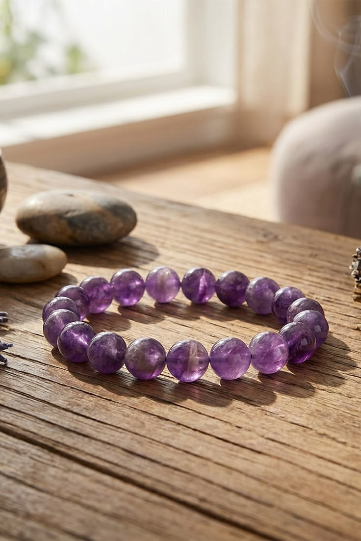 Amethyst Bracelet 10mm 23cm