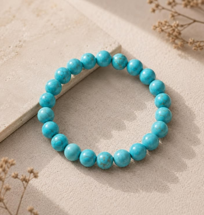 Natural Turquoise genuine beaded handmade gemstone bracelet