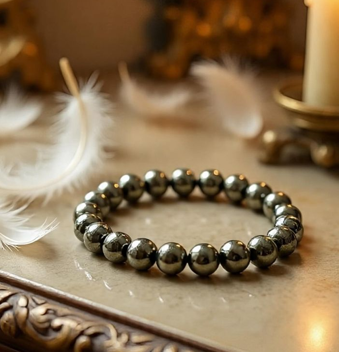 Natural Pyrite gemstone bracelet for men and women
