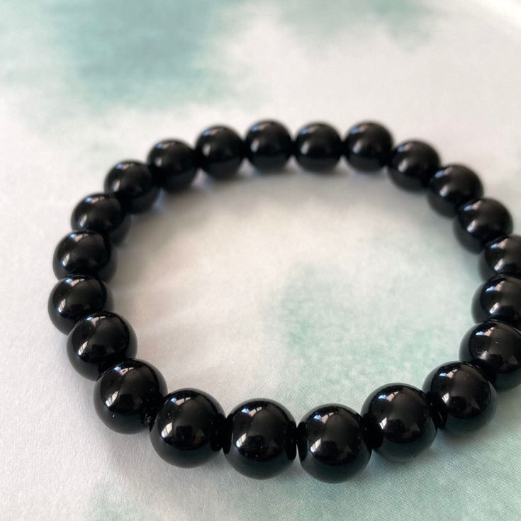 Handmade Black Obsidian beaded gemstone friendship bracelet