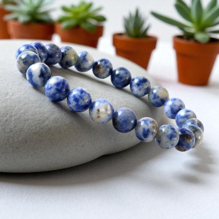 Sodalite gemstone stretch beaded unisex crystal bracelet