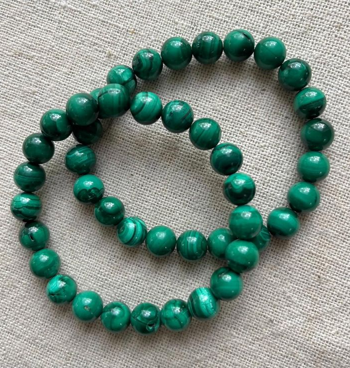 Green Malachite round bead adjustable bracelet