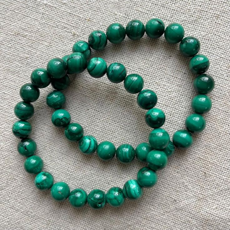 Green Malachite Round Bead Bracelet