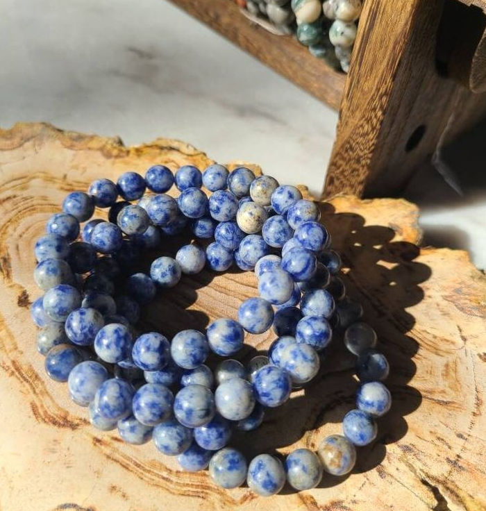 Sodalite gemstone stretch beaded unisex crystal bracelet