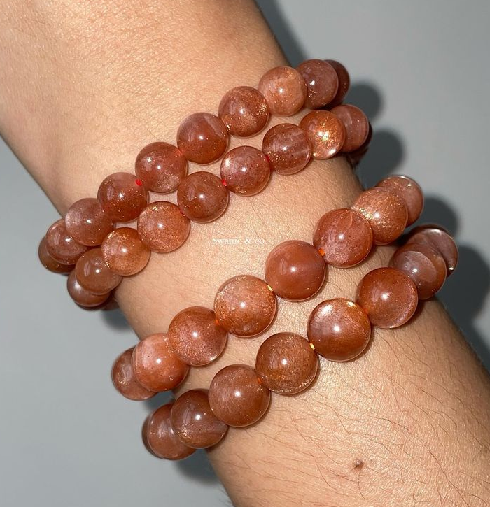 Golden Sunstone crystal bracelet with 7mm beads