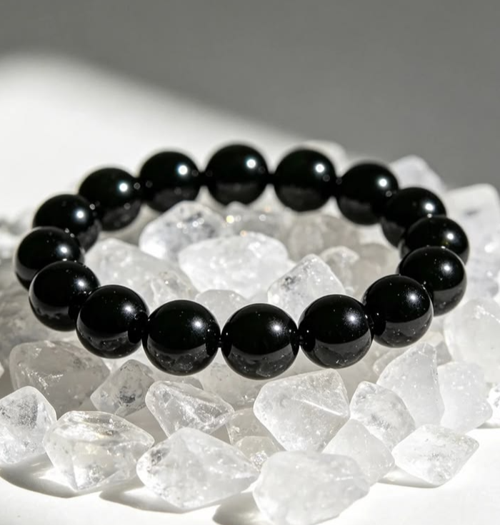 Black Obsidian cleansing and protection crystal bracelet