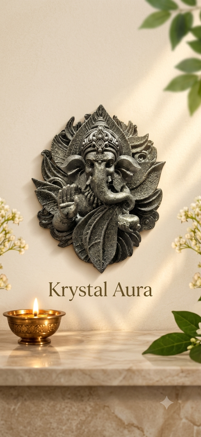 3D Pyrite Ganesha Wall Hanging (6 Inch) | The "Magnetic Success" Idol