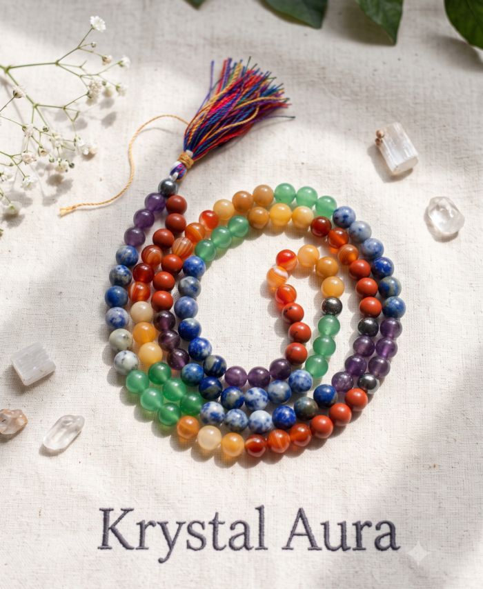 7 Chakra 108 Bead Gemstone Mala | The "Total Alignment" Japa Mala