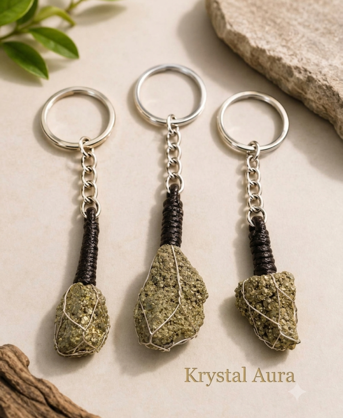 Raw Pyrite Wire-Wrapped Keychain | The "Wealth Magnet" Charm