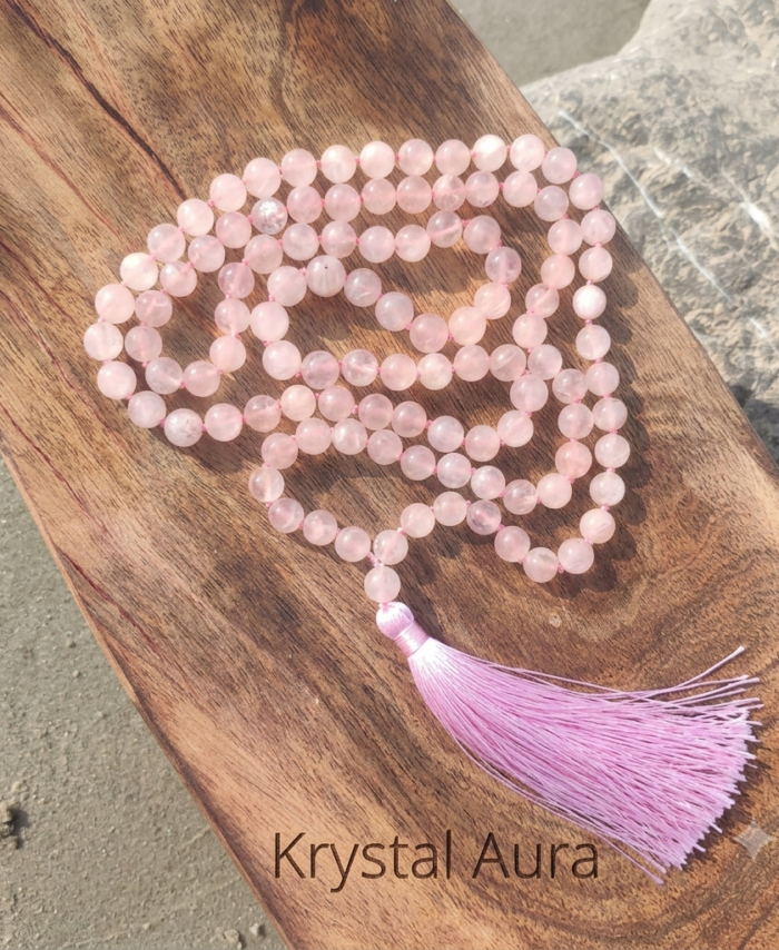 Natural Rose Quartz 108 Bead Mala | The "Pure Heart" Japa Mala