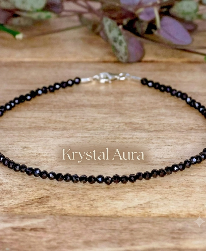 Natural Black Tourmaline Beaded Anklet | The "Nazar Kavach"