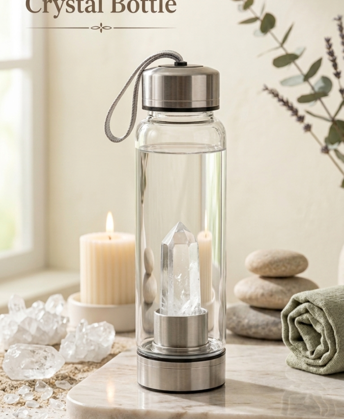 Clear Quartz Crystal Water Bottle