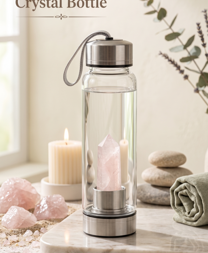 Rose Quartz Crystal Water Bottle