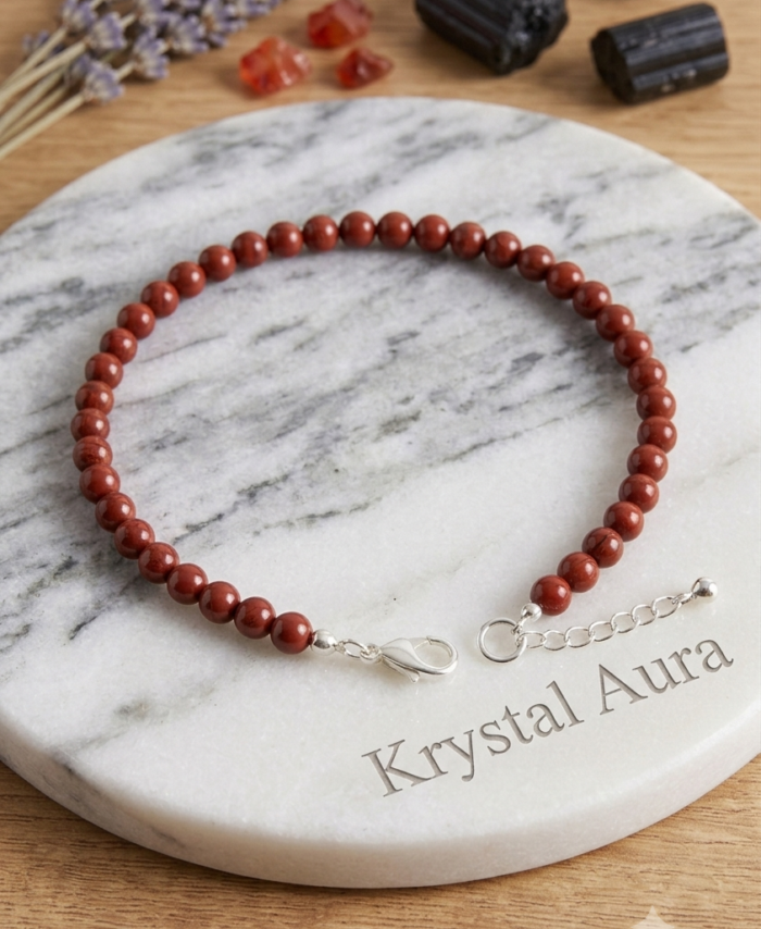 Natural Red Jasper Beaded Anklet (6mm) | The "Rooted Steps" Anklet