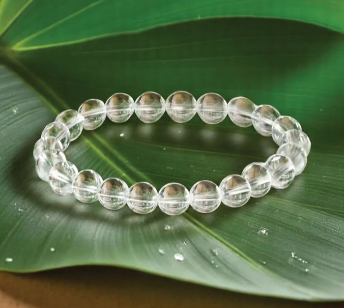 8mm Quartz crystal beaded bracelet