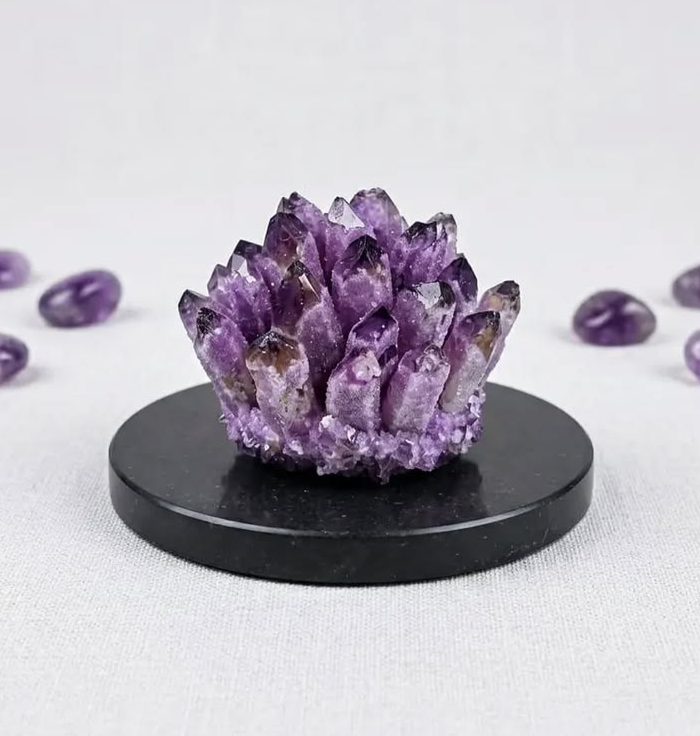 Natural raw purple Amethyst crystal cluster druzy specimen